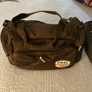2 Ping golf bags, 1 duffle and 1 shoe bag